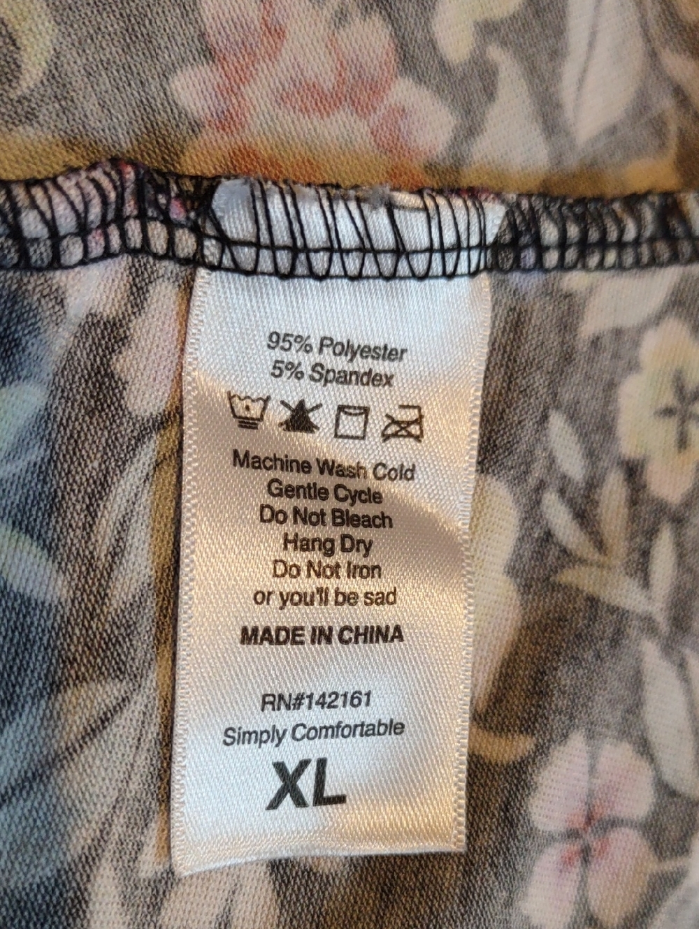 LuLaRoe Black Floral Short-Sleeve Swing Dress with Pink & Green Accents - Picture 7 of 8